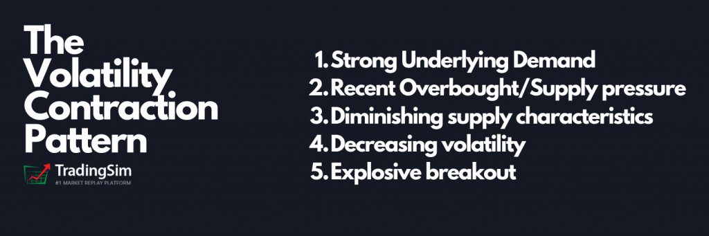 The Volatility Contraction Pattern Criteria:Strong Underlying Demand Recent Overbought/Supply pressure Diminishing supply characteristics Decreasing volatility Explosive <a href=